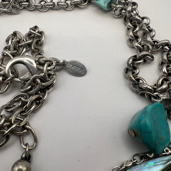 Chico's seahorse, jadeite, seashell long pendant silver tone necklace - Picture 12 of 14